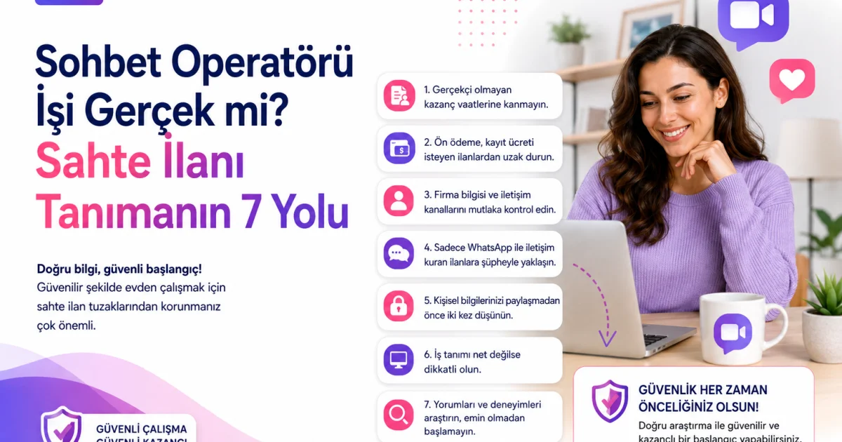 Sohbet Operatörü İşi Gerçek mi? Sahte İlanı Tanımanın 7 Yolu