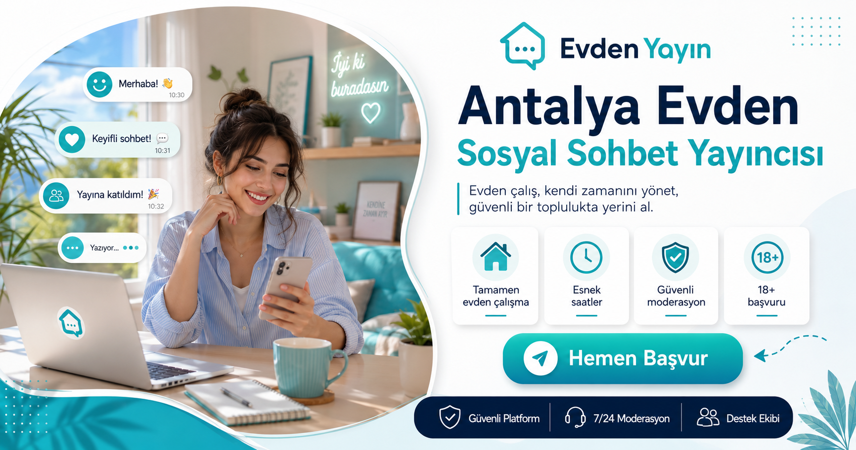 Водеща на социален чат от вкъщи — Antalya