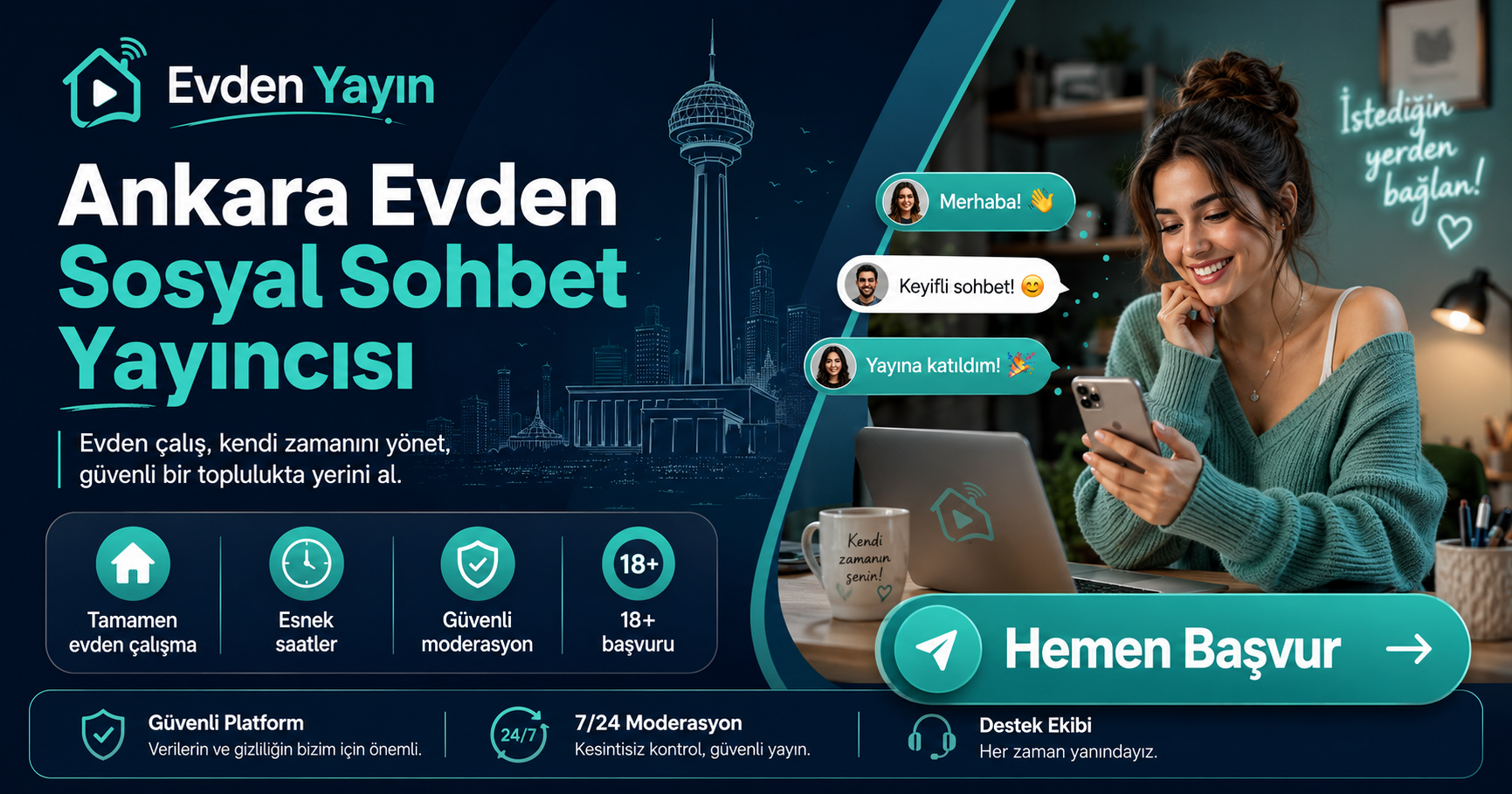 Social Chat Broadcaster from Home in Ankara