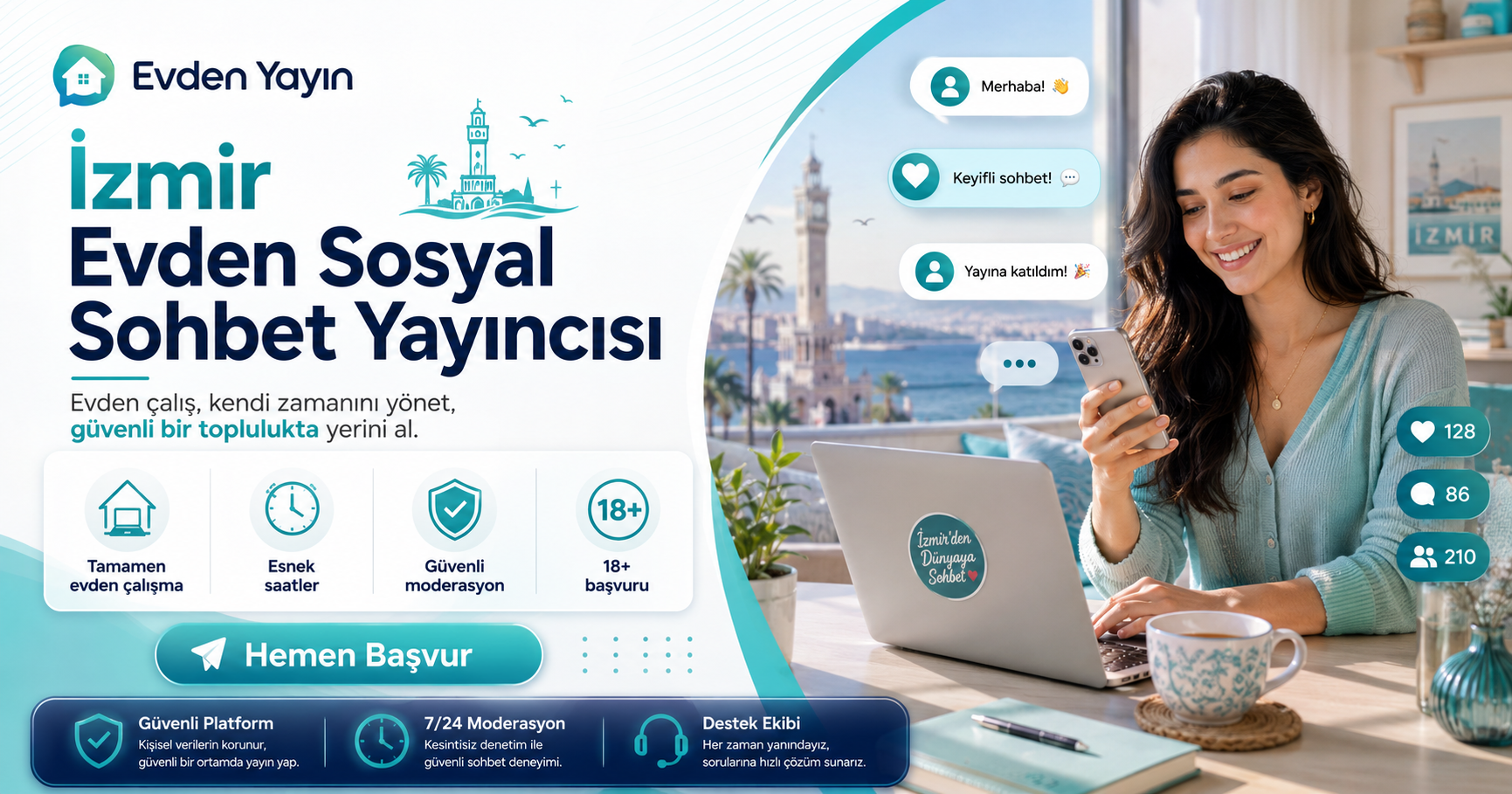Водеща на социален чат от вкъщи — İzmir